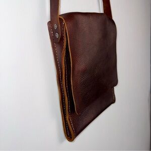 Handmade Leather Dark Brown Crossbody Purse